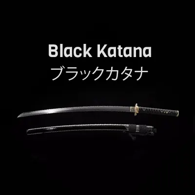 KATANA DECO STEEL BLADE JAPANESE MOTIFS ON BLACK BACKGROUND - Wicked Store