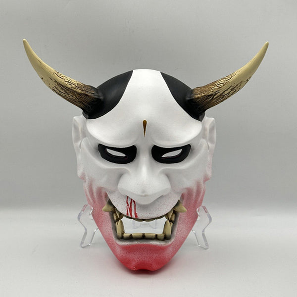 Hand-Made Japanes Longhorn Hannya Resin Mask