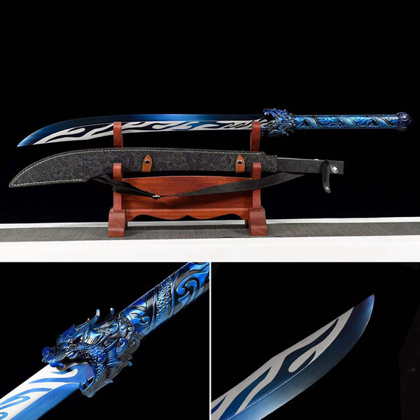 Handmade Chinese Sword Blue Dragon Oxtail Knife（蓝龙牛尾刀）