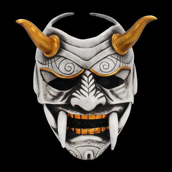 Hand-Made Japanese Samurai Prajna Demon White Oni Mask