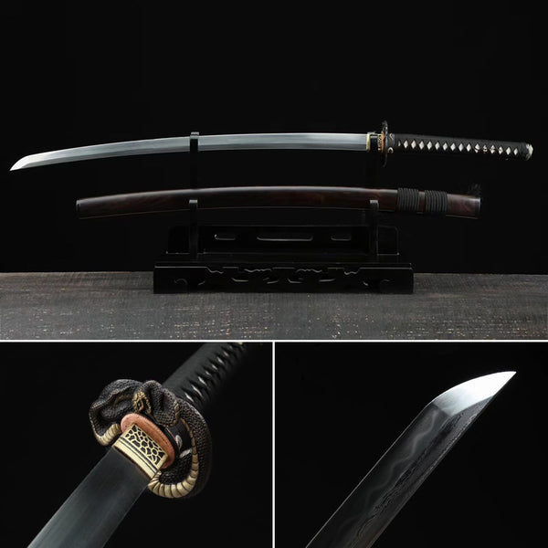 Handmade High Standard Japanese Katana Sword Gold Snake Sword Mounted Katana