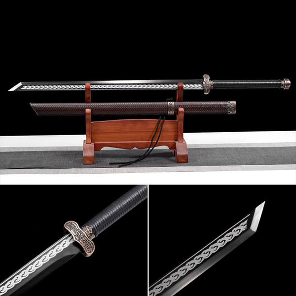 Handmade Chinese Sword Black Gold Ancient Sword - Blood Shadow Mad Sword（黑金古刀-血影狂刀）