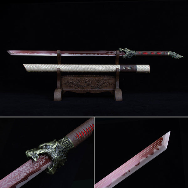 السيف الصيني المصنوع يدويًا ظل الرمال الحمراء المتدفقة (赤 沙 流 影)