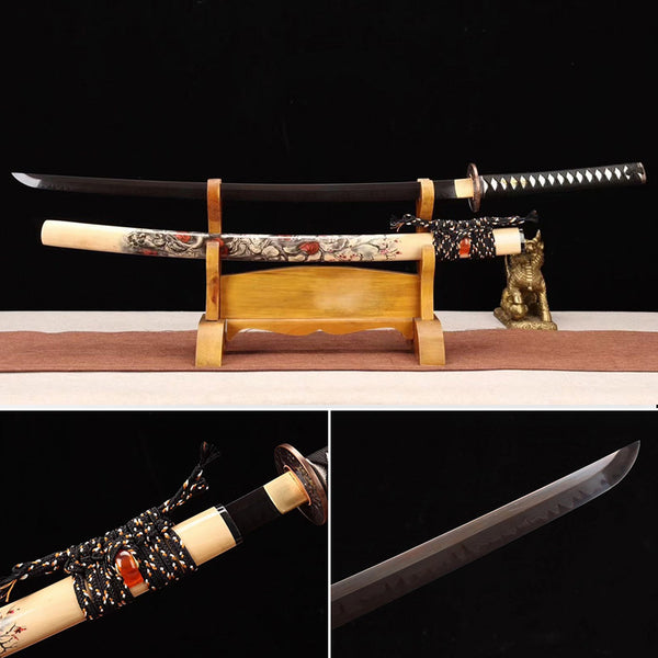 Handmade Japanese Katana Sword Black Rose