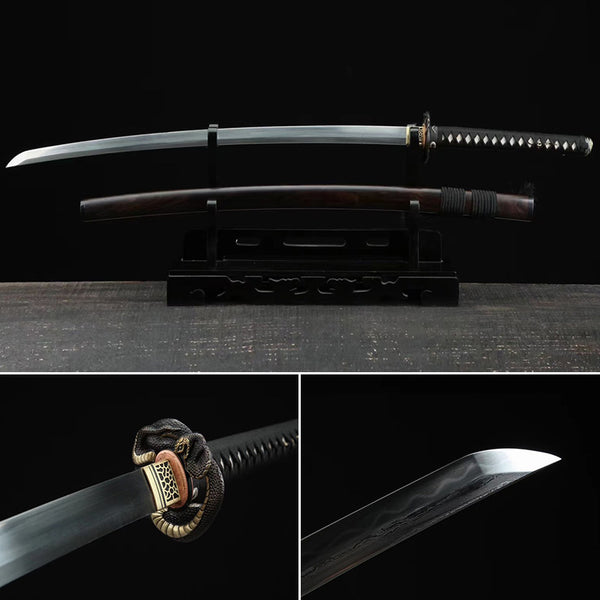 Handmade Japanese Katana Sword Golden Snake Knife Plate