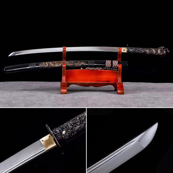 Handmade Japanese Katana Sword Double Dragon(Curved Section)