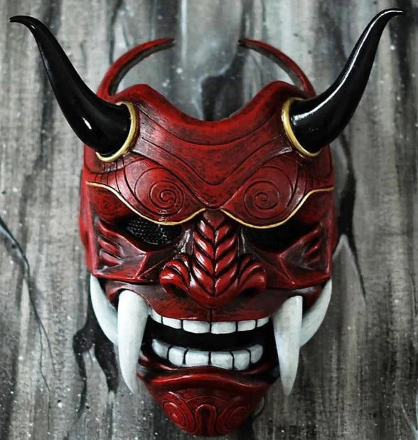 Hand-Made Japanese Samurai Prajna Demon Oni Mask